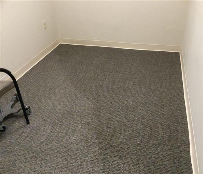 Wet gray carpet in an office 